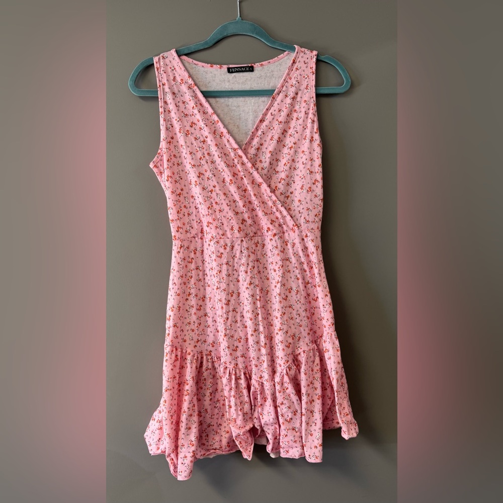 Floral Pink Sleeveless Dress